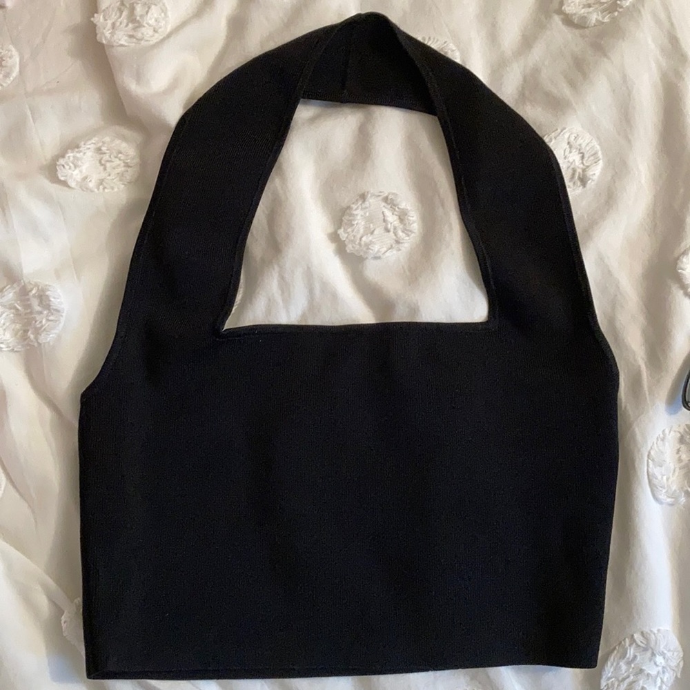 Black halter crop top